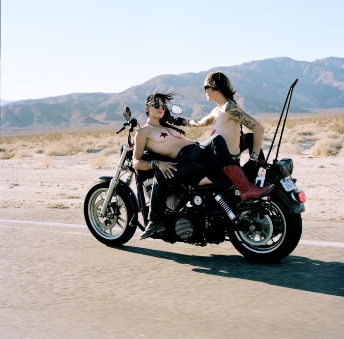 Girls on a motorcycle in Budapest