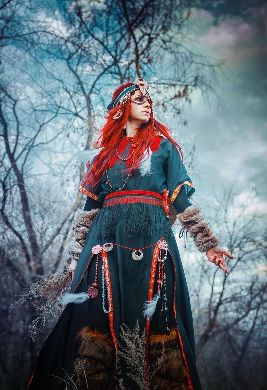 Girls in Slavic costumes underwear in Budapest