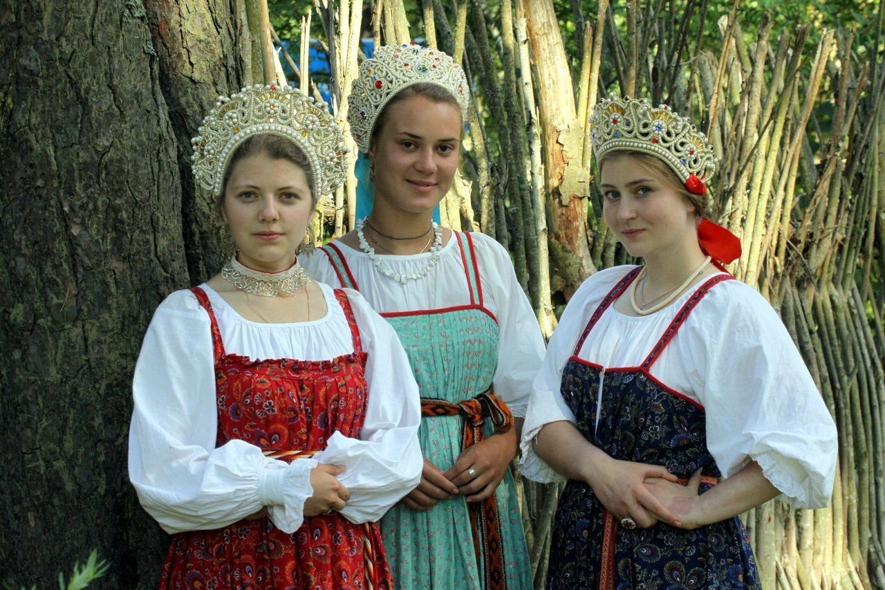 Sexy model Girls in Slavic costumes in Budapest
